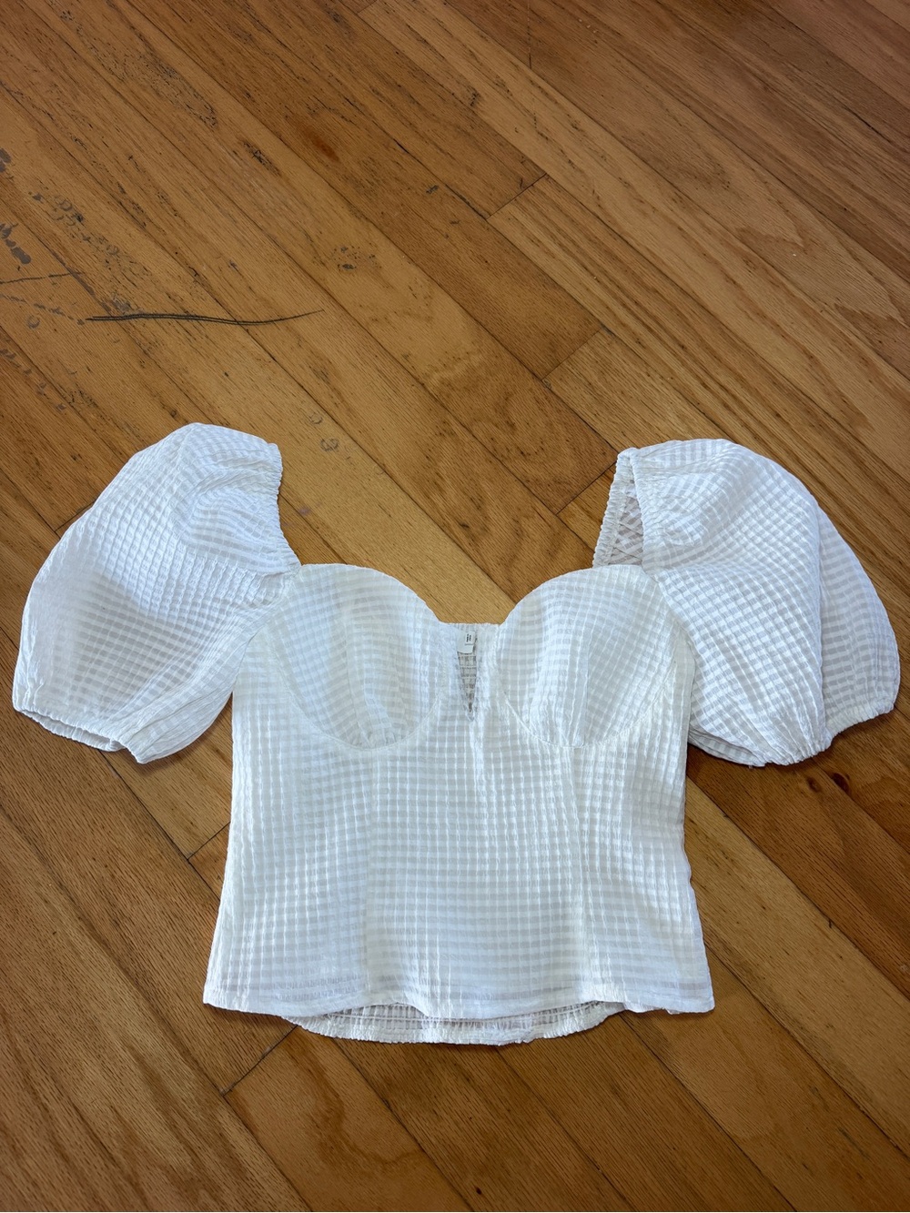 Astr White Puff Sleeve Bustier Crop Top